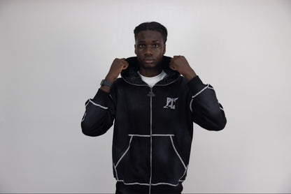 CLASSIC RETRO ZIP HOODIE - BLACK