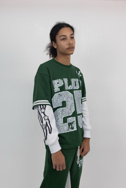 REVIVAL DOUBLE LAYER T-SHIRT - PINE GREEN