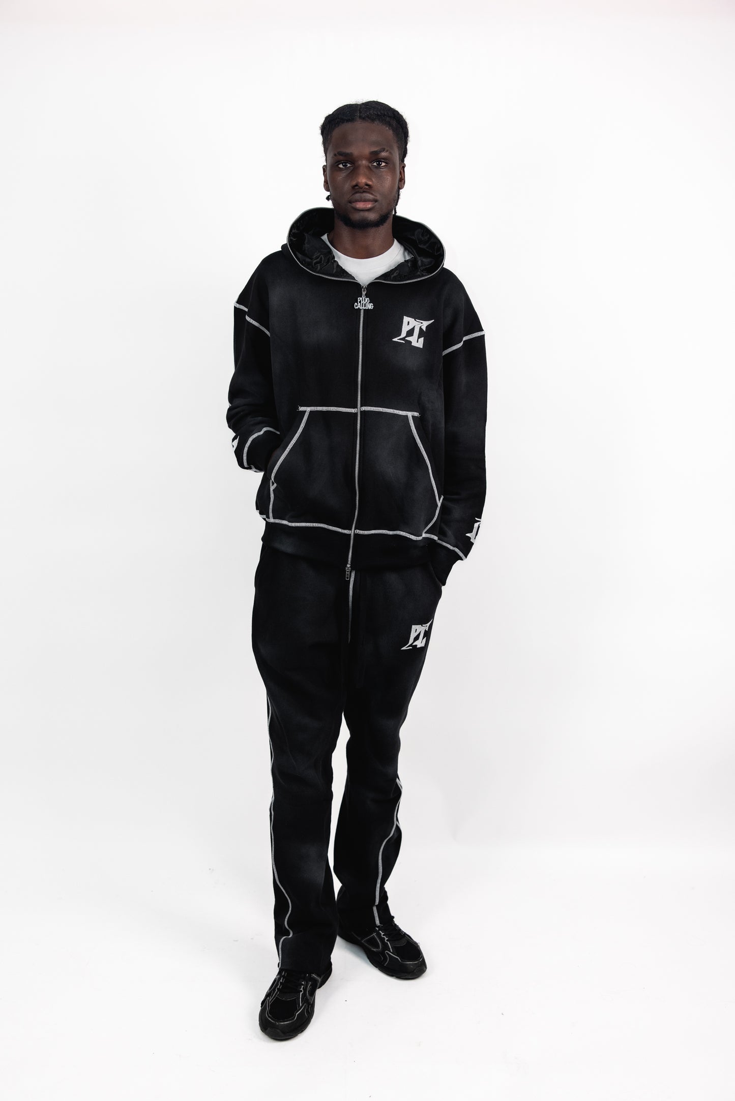 CLASSIC RETRO ZIP HOODIE - BLACK