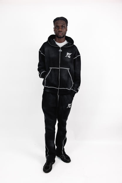 CLASSIC RETRO ZIP HOODIE - BLACK